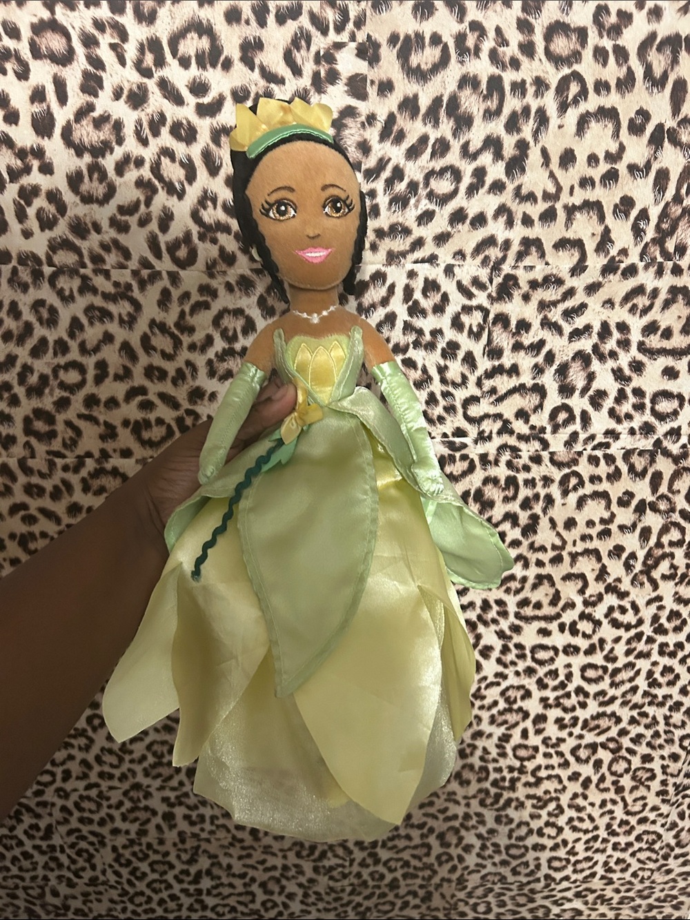Princess Tiana Doll Plush Toy - Soft Kids Dress-Up Doll